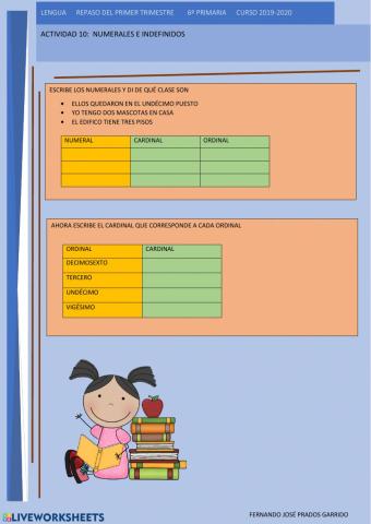 10 LENGUA REPASO Numerales e indefinidos