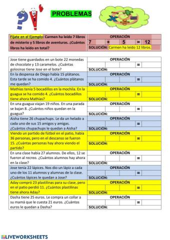 Problemas matemáticos sencillos