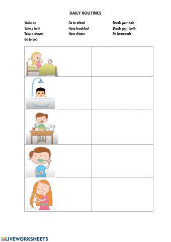 Daily Routines Worksheet