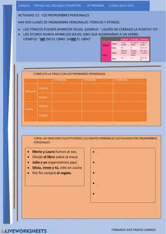 13 LENGUA REPASO Los pronombres personales