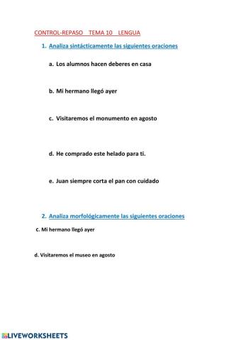 Análisis sintáctico y morfológico