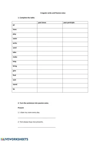 Verbs and the Passive Voice in present and past