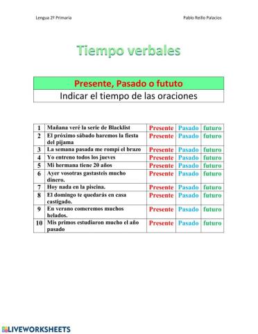 Tiempos verbales II