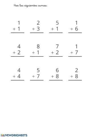 Sumas numeros una cifra