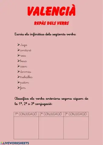 VALENCIÀ repàs dels verbs