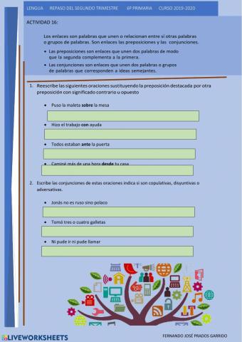16 LENGUA REPASO Preposiciones y conjunciones