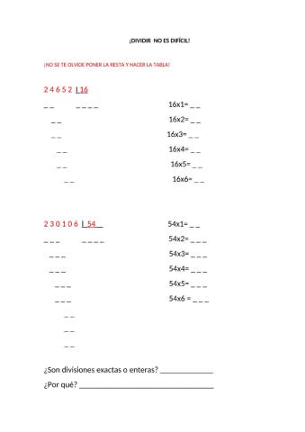 División entre dos cifras