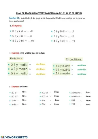 Actividades matemáticas 11-15 MAYO
