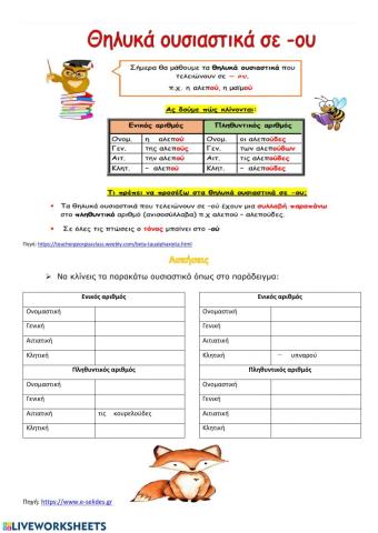 Θηλυκά ουσιαστικά σε -ου+ συγκριτικός βαθμός