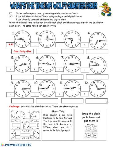 What's The Time Mr Wolf? Quarter Hour