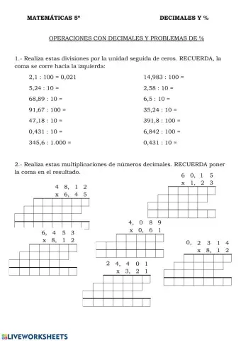 Decimales y porcentajes