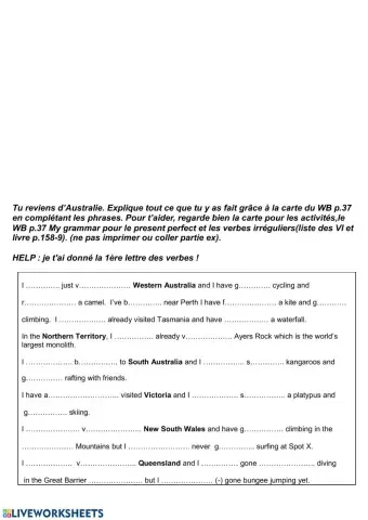 Correction ex. present perfect