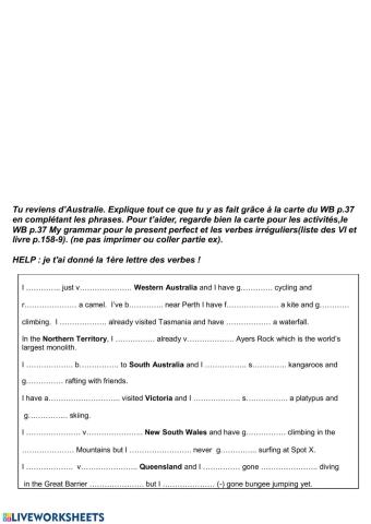 Correction ex. present perfect