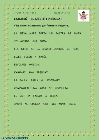 Subjecte i predicat 2