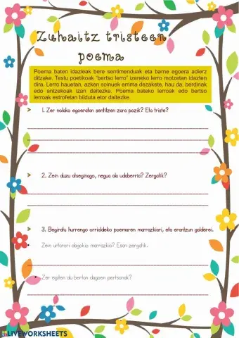 Zuhaitz tristeen poema