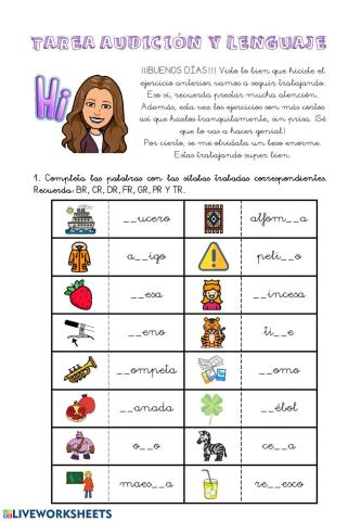 Trabajamos la escritura de sílabas trabadas vibrantes