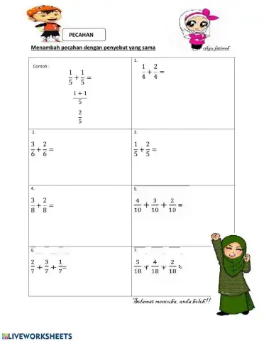 Tambah pecahan tahun 4