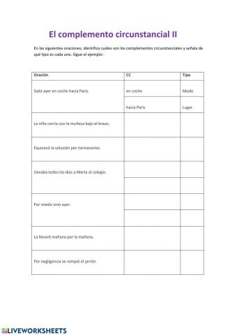 El complemento circunstancial II