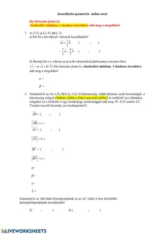 Koordináta geometria 1