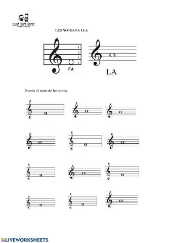 Escriu el nom de les notes