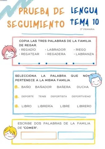 Repaso lengua 3º artículos mp mb familias de palabras rima