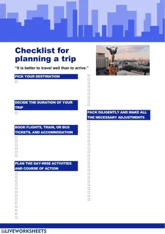 Checklist-planning a trip to Kyiv