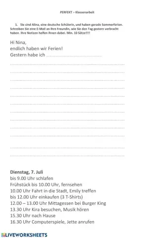 Perfekt Klassenarbeit