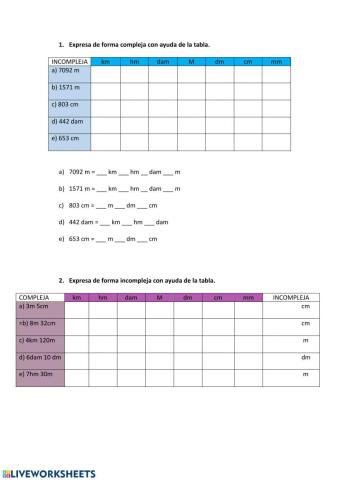 Formas complejas e incomplejas