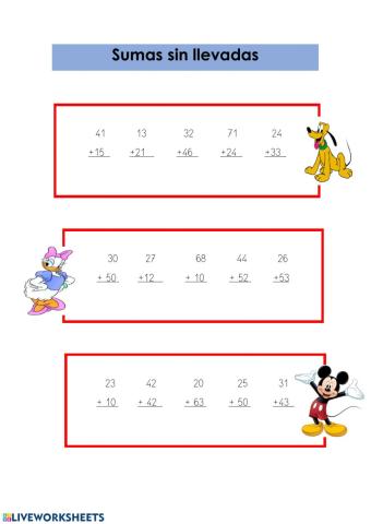 Sumas sin llevadas
