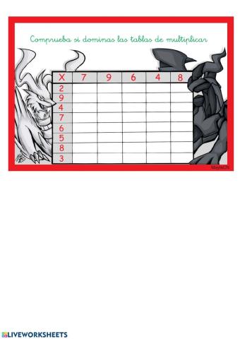 Tablas de multiplicar salteadas