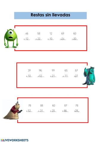 Restas sin llevar