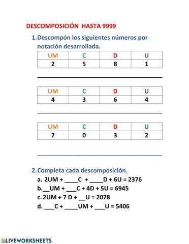 Descomposición de números naturales.
