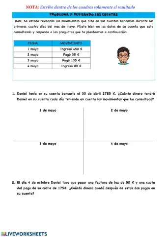 Problema: Revisando las cuentas
