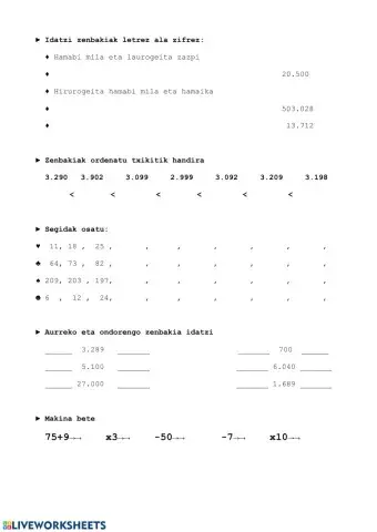 Zenbakiekin lan egiten