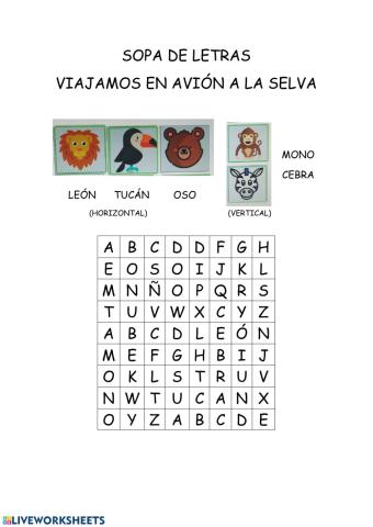 Sopa de letras (animales)