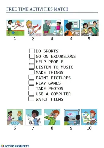 Free Time Activities Match