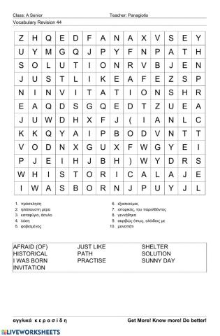 Asenior Wordsearch 44