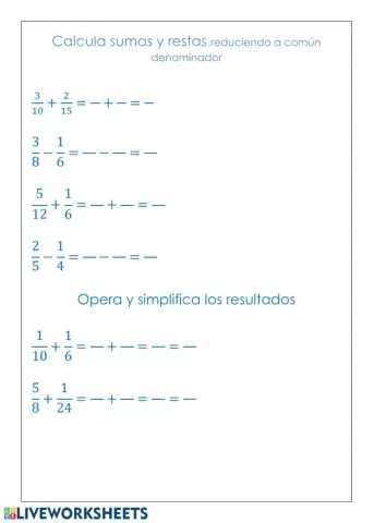 SUMA Y RESTA DE FRACCIONES