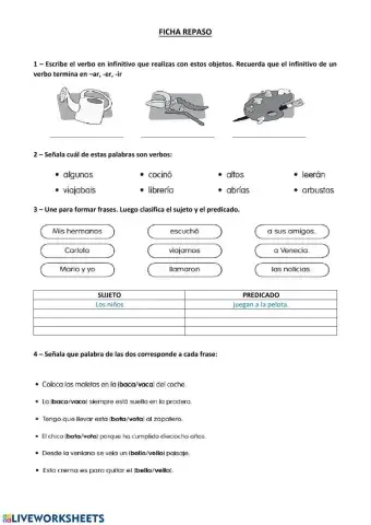 Verbo- sujeto y predicado- Comprensión lectora