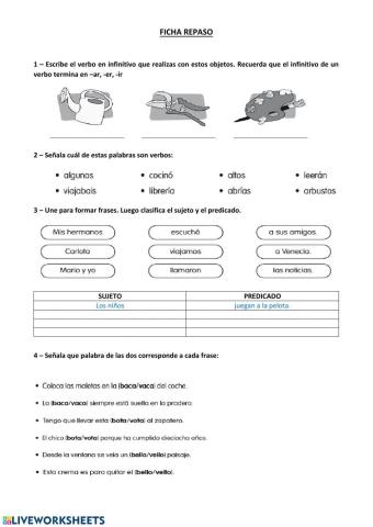 Verbo- sujeto y predicado- Comprensión lectora