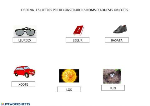 Ordena les lletres per reconstruir els noms.