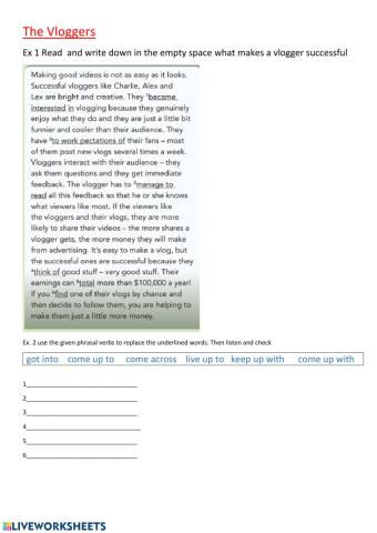 Vloggers Reading and Comprehension