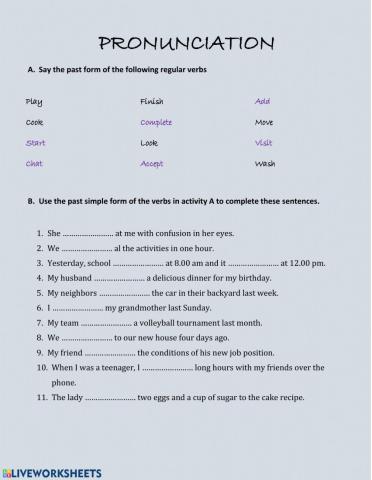 Regular verbs pronunciation