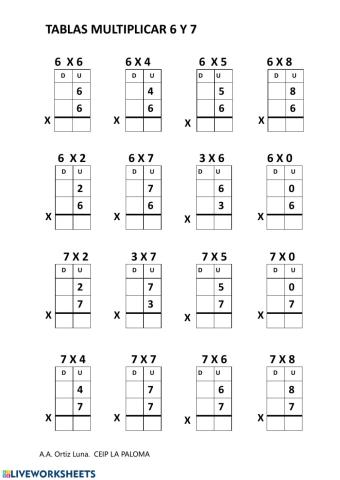 Multiplicar por 6 y 7