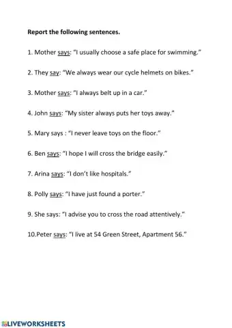 Report the sentences