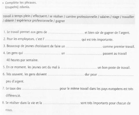 Phrases a compléter