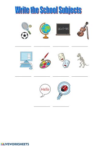 Write The School Subjects