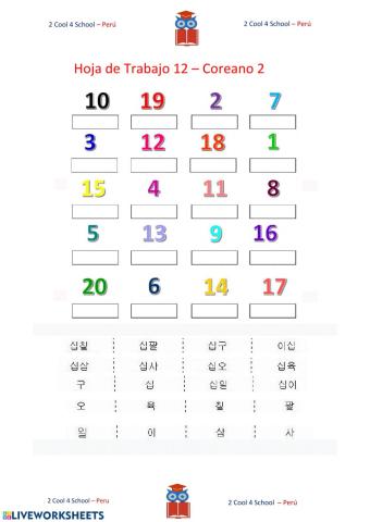 Numeros en coreano