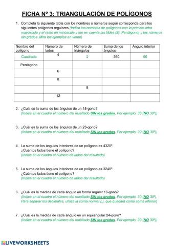 Triangulación de Polígonos. Suma de ángulos de un polígono