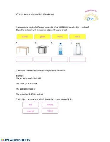 4th Level Natural Science Unit 5 Interactive Worksheet by Skye